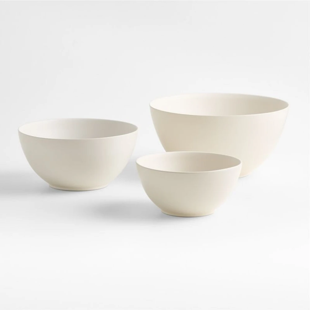 Craft Linen Cream Ceramic Mixing Bowl, Set of 3