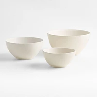 Craft Linen Cream Ceramic Mixing Bowl, Set of 3