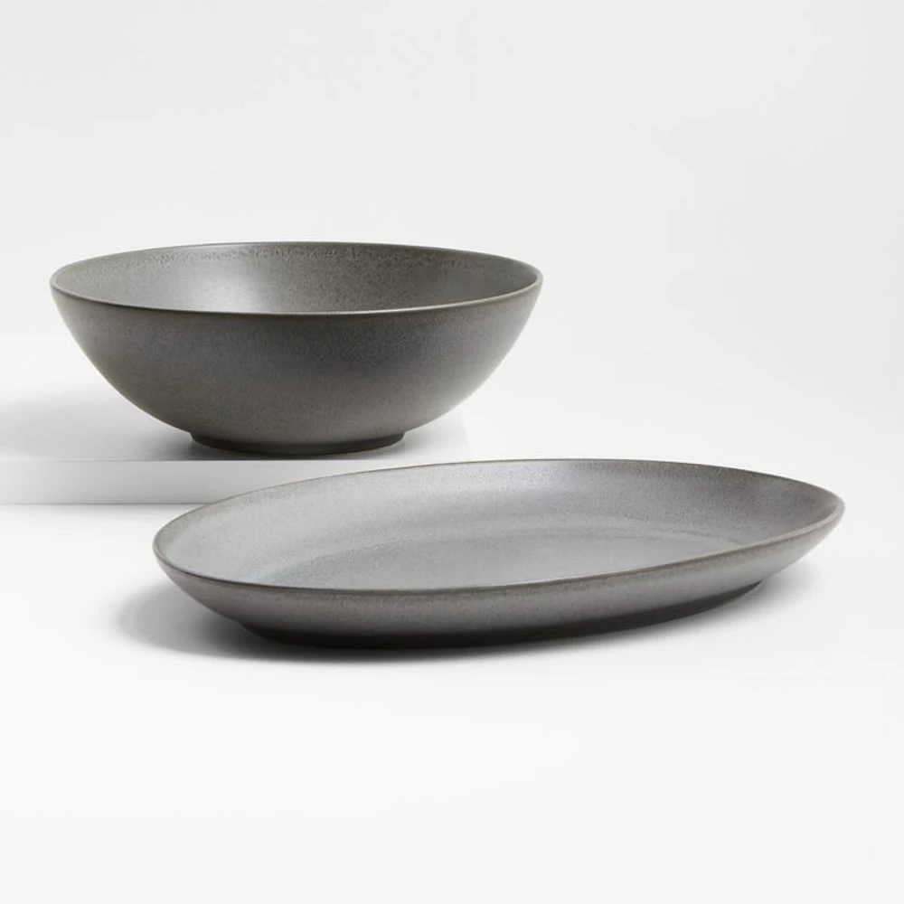 Craft Charcoal Grey Large Stoneware Serving Platter