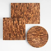Crate & Barrel Rectangular Acacia End-Grain Cutting Board