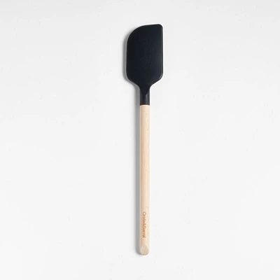 Crate & Barrel Black Silicone and Wood Scraper Spatula