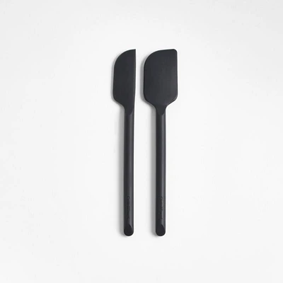 Crate & Barrel Black Silicone Mini Scraper Spatulas, Set of 2