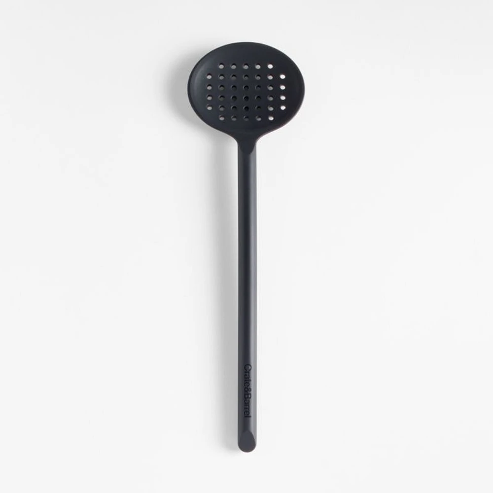 Crate & Barrel Black Silicone Slotted Spoon
