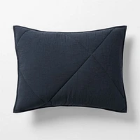 Cotton Crinkle Matelasse Midnight Navy Standard Bed Pillow Sham