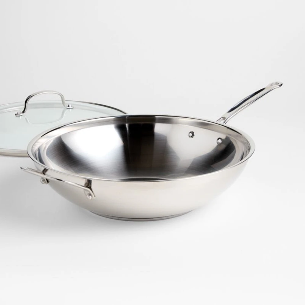 Cuisinart ® Chef's Classic™ Stainless Steel 14" Stir-Fry Pan with Helper Handle and Glass Cover