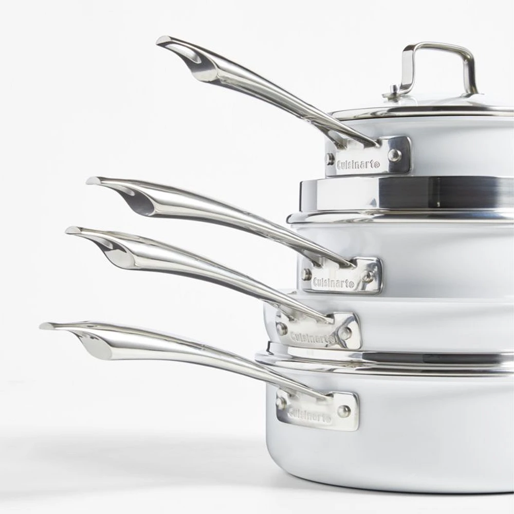 Cuisinart ® 11-Piece Matte White Stainless Steel Cookware Set with Ceramic Non-Stick Fry Pan