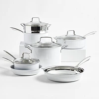 Cuisinart ® 11-Piece Matte White Stainless Steel Cookware Set with Ceramic Non-Stick Fry Pan