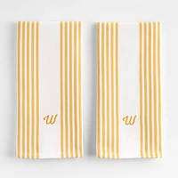 Cuisine Stripe White with Yellow Stripe Organic Cotton Dish Towels, Set of 2
