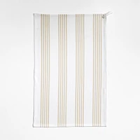 Cuisine Stripe Alabaster Beige Organic Cotton Kitchen Towels, Set of 2