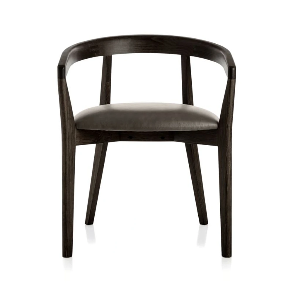 Cullen Dark Stain Saddle Round Back Dining Chair