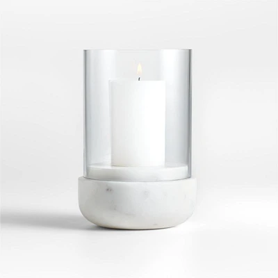 Curve Marble and Glass Hurricane Candle Holder 6.5"