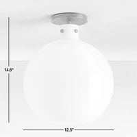 Dakota Black Flush Mount Light with Large Milk White Glass Globe