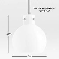 Dakota Black Pendant Light with Small Milk White Glass Globe