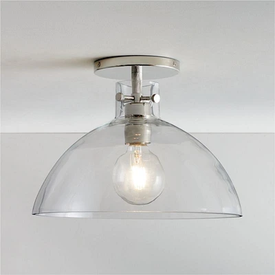 Dakota Chrome Flush Mount Light with Clear Glass Dome