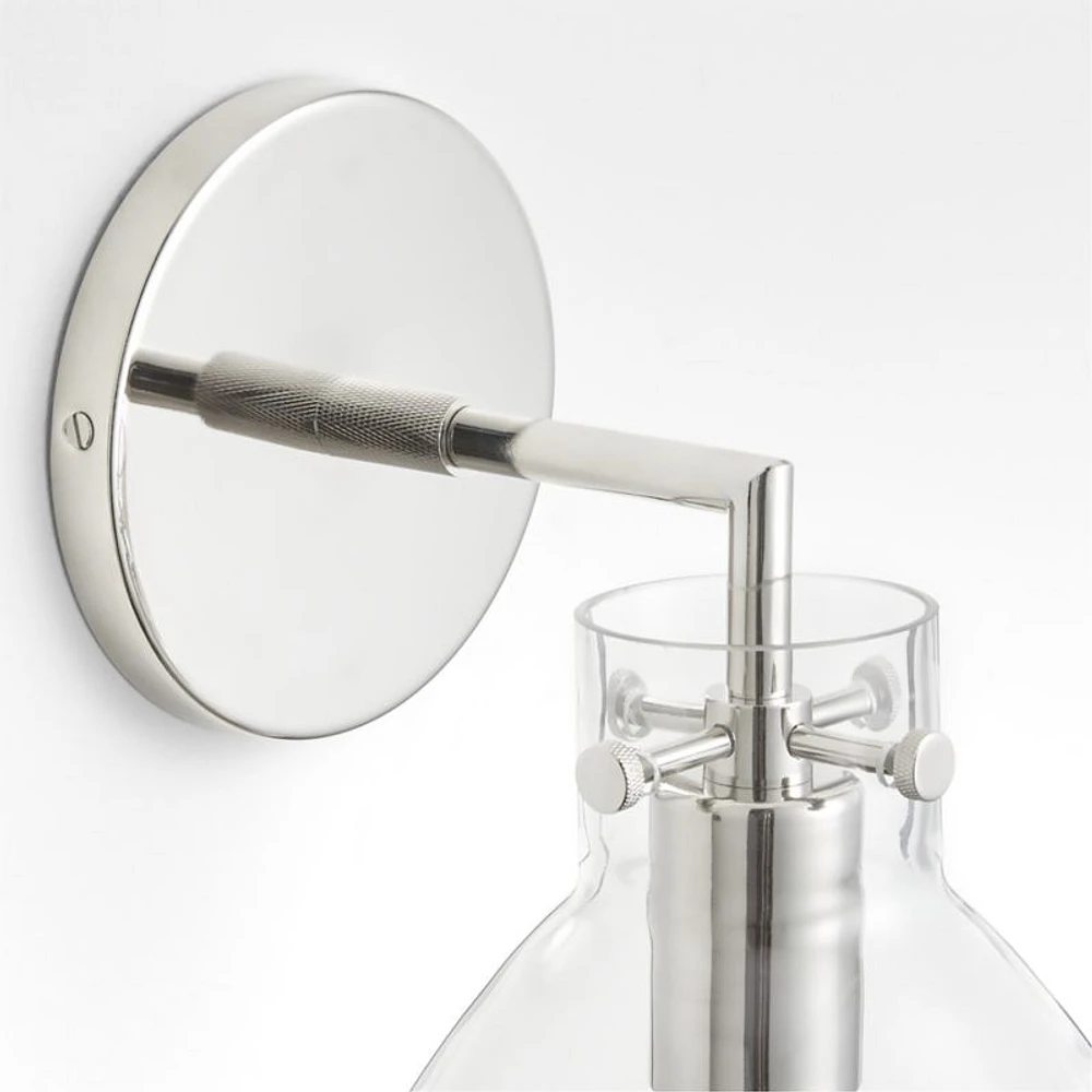 Dakota Chrome Sconce Light with Small Clear Glass Dome
