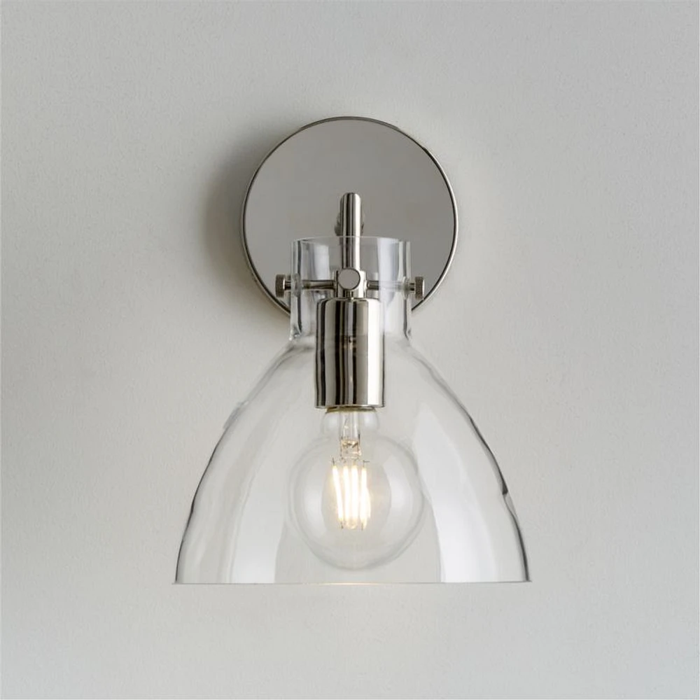 Dakota Chrome Sconce Light with Small Clear Glass Dome