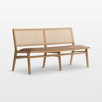 Dalton Faux Leather and Cane Dining Bench