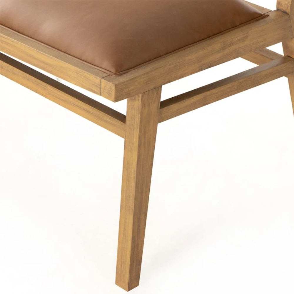 Dalton Faux Leather and Cane Dining Bench