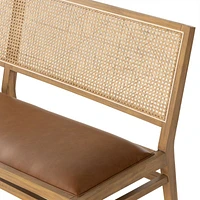 Dalton Faux Leather and Cane Dining Bench