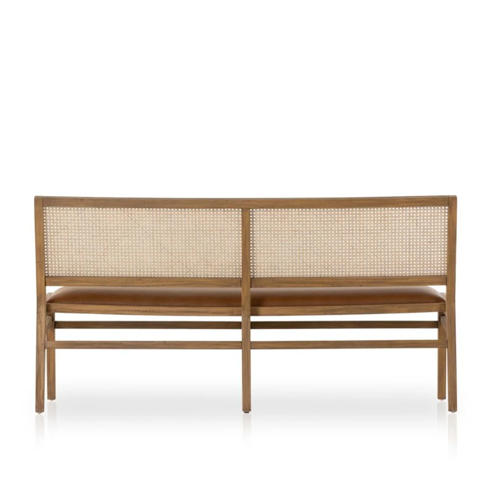 Dalton Faux Leather and Cane Dining Bench