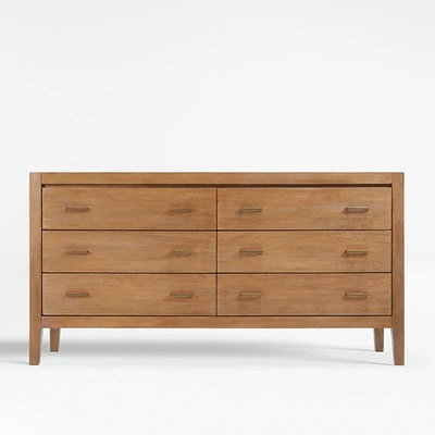 Dawson 60" Light Brown Wood 6-Drawer Dresser