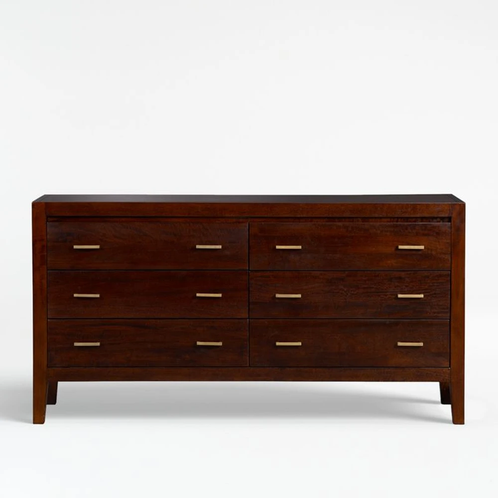 Dawson Dark Brown Wood 6-Drawer Dresser