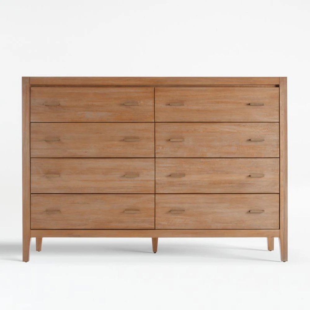 Dawson 65" Light Brown Wood 8-Drawer Dresser