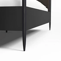 Dearborn Black Four Poster Queen Bed with Upholstered Headboard