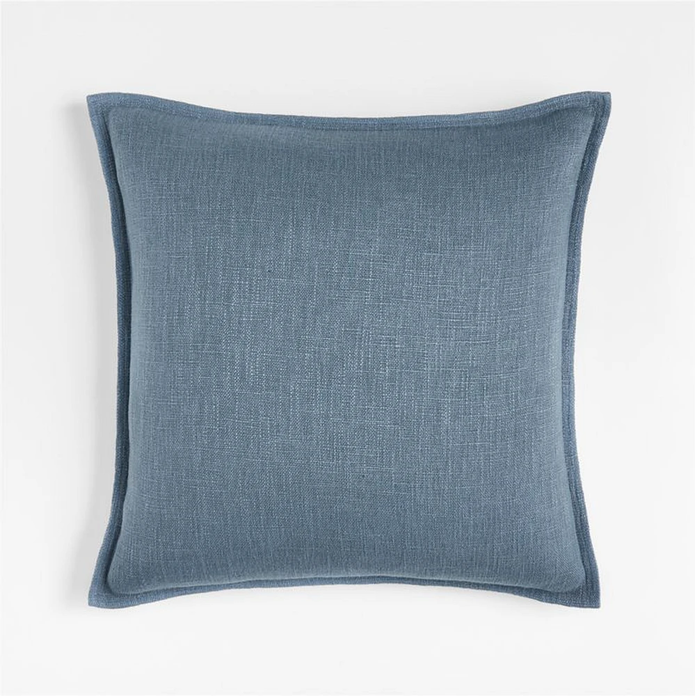 Blue 20x20 Organic Laundered Linen Throw Pillow Cover