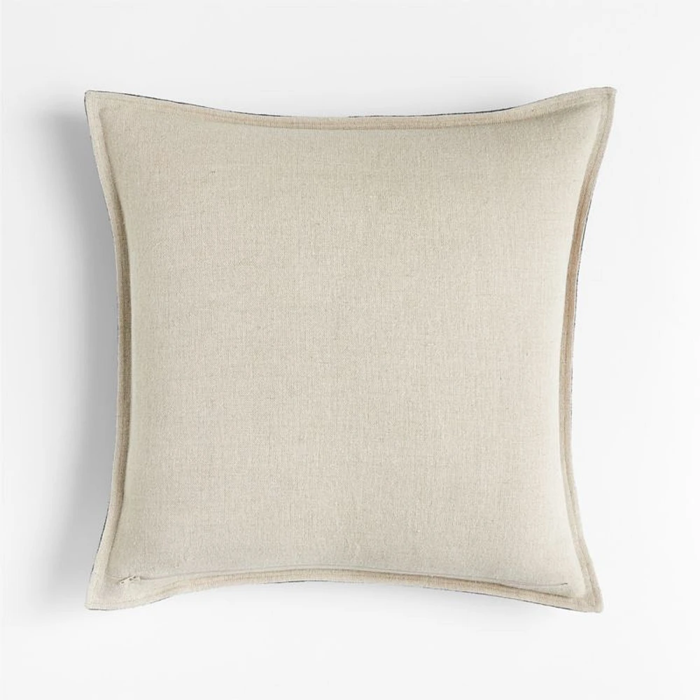 Indigo 20x20 Laundered Linen Throw Pillow with Feather Insert
