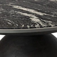 Dev Black Marble and Grey Metal 35" Round Coffee Table
