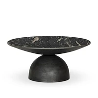 Dev Black Marble and Grey Metal 35" Round Coffee Table