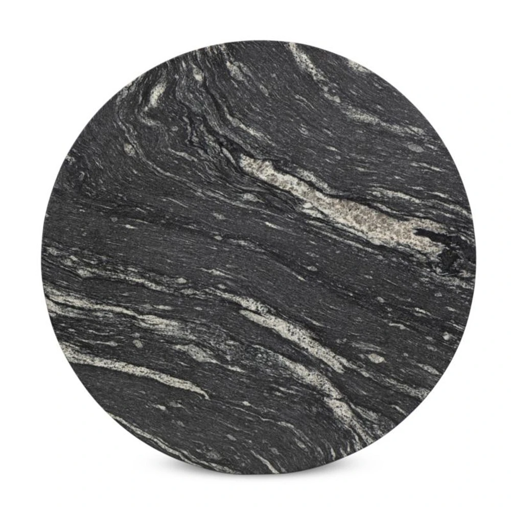 Dev Black Marble and Grey Metal 35" Round Coffee Table