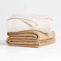 Diamond Knit 70"x55" Travertine Beige Throw Blanket