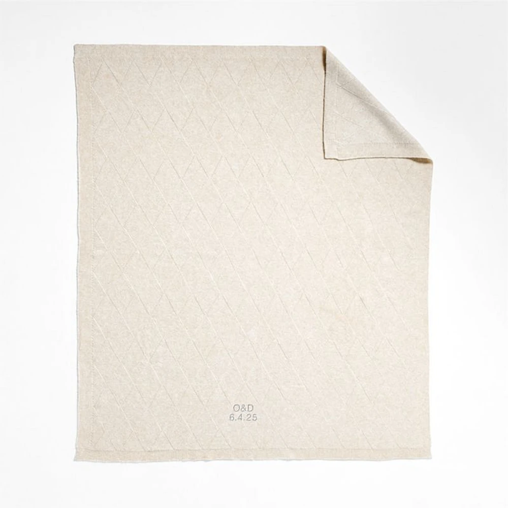 Diamond Knit 70"x55" Travertine Beige Throw Blanket