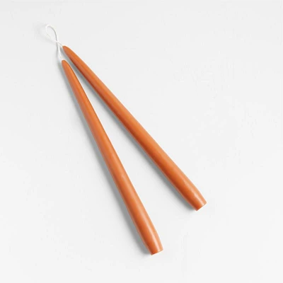 Dipped Pumpkin Orange Taper Candles 12", Set of 2