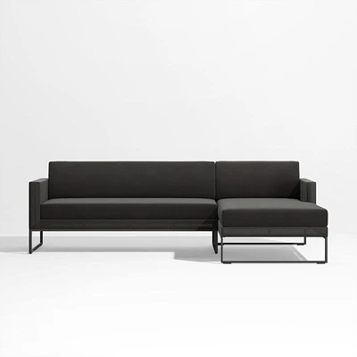 Dune -Piece Black Outdoor Sectional Sofa with Right-Arm Chaise