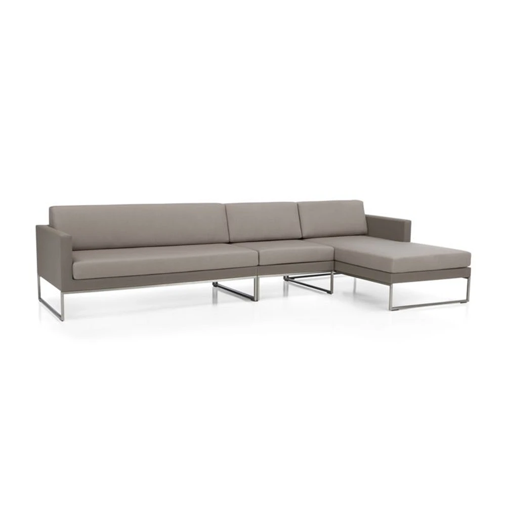 Dune 3-Piece Taupe Right-Arm Chaise Outdoor Sectional Sofa with Sunbrella ® Cushions