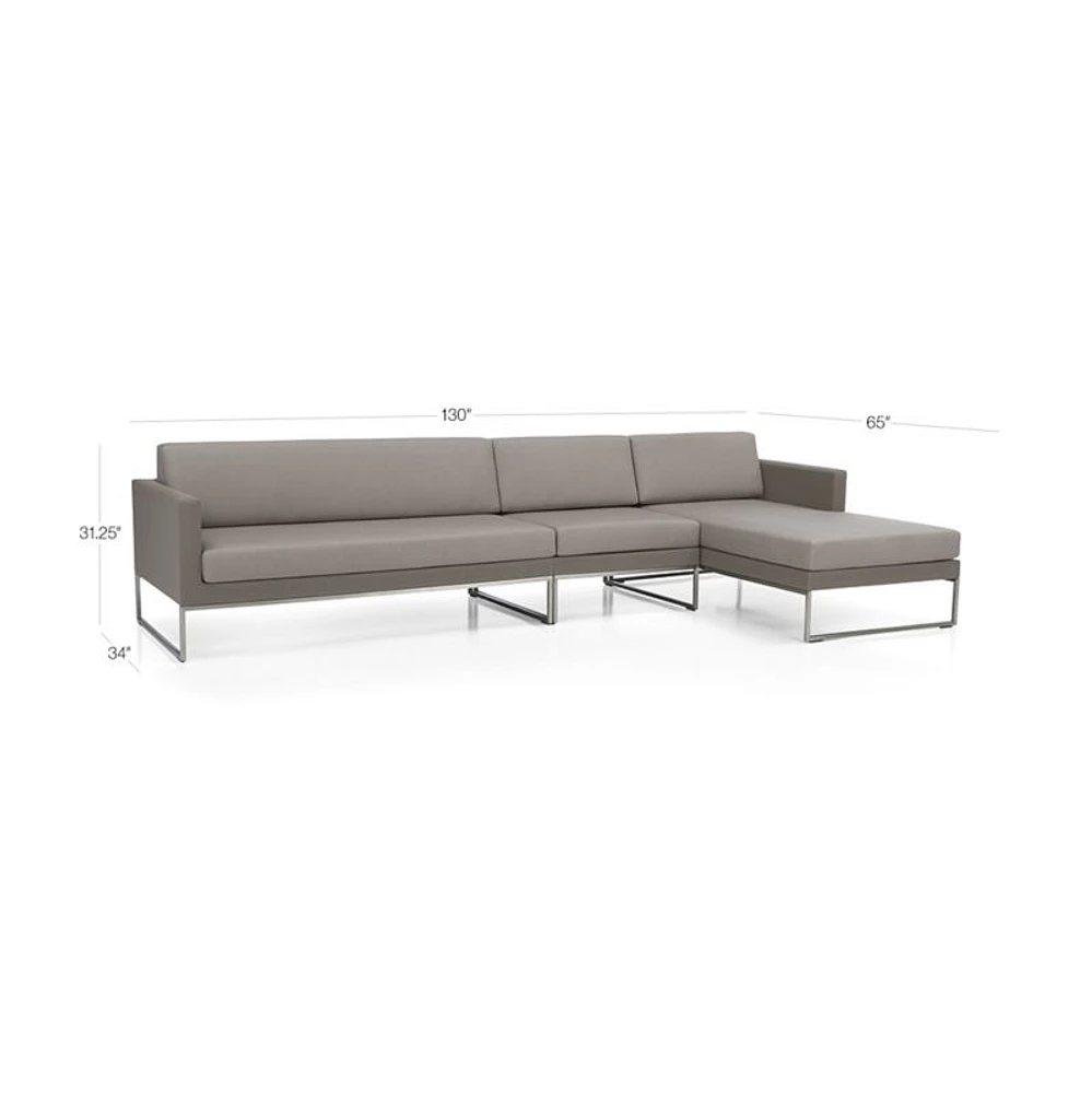 Dune 3-Piece Taupe Right-Arm Chaise Outdoor Sectional Sofa with Sunbrella ® Cushions