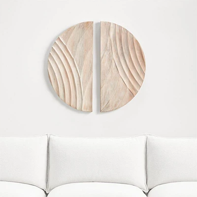 "Dune" Hand-Carved Bleached Wood Wall Art 30"x30"