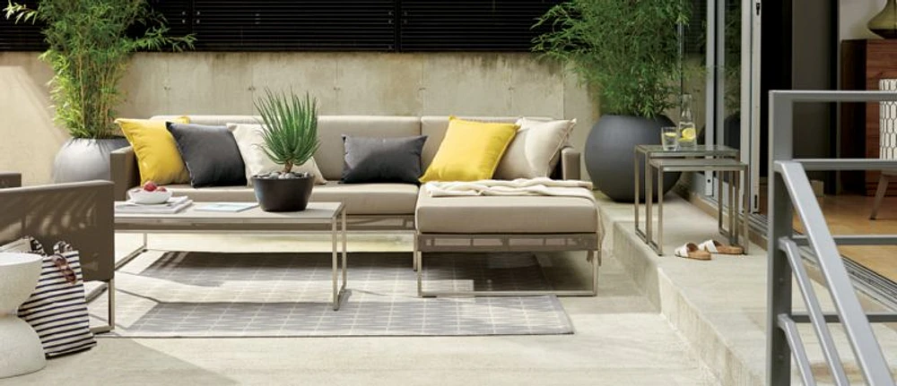 Dune 3-Piece Taupe Right-Arm Chaise Outdoor Sectional Sofa with Sunbrella ® Cushions