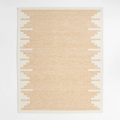 Edge Yellow Geometric Wool Kids Area Rug 5'x8'
