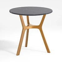 Elke Round Marble End Table with Brass Base