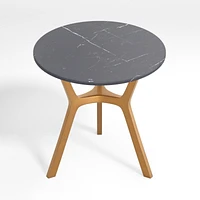 Elke Round Marble End Table with Brass Base