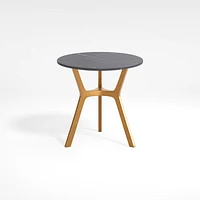 Elke Round Marble End Table with Brass Base