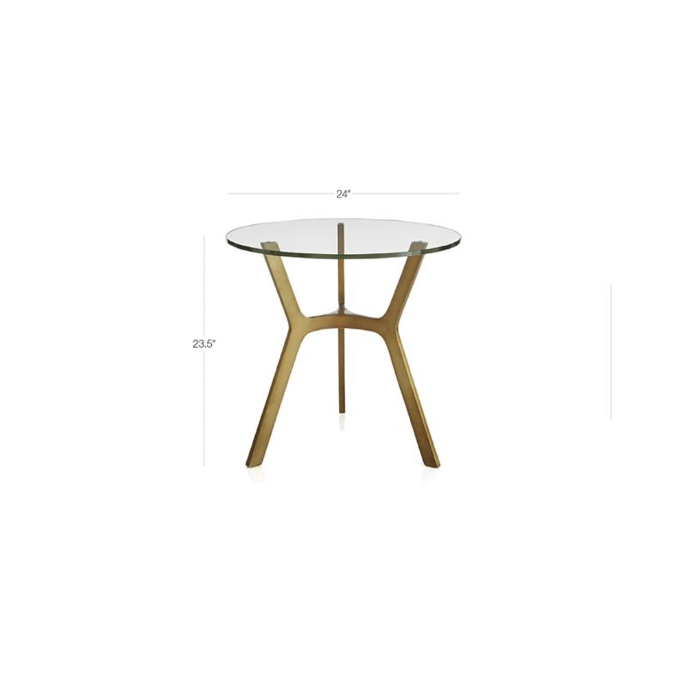 Elke Round Marble End Table with Brass Base