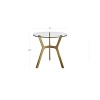 Elke Round Marble End Table with Brass Base