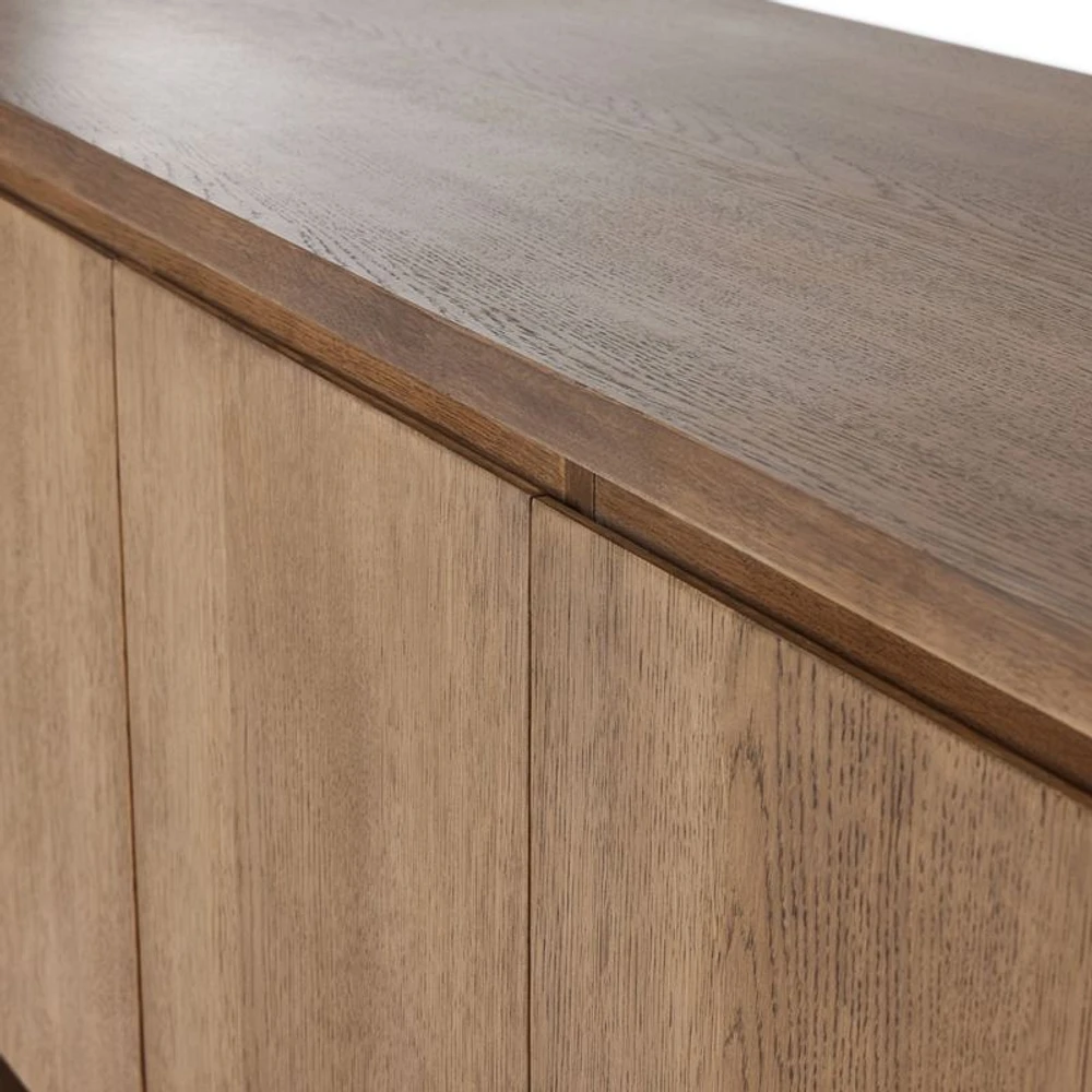 Elle 92" Natural Oak Wood Storage Media Console