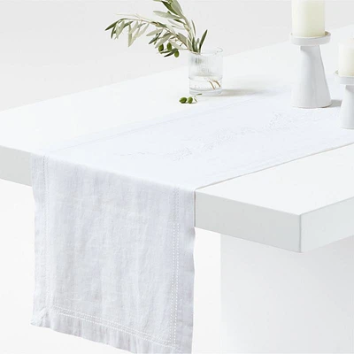 Embroidered Pinecone 120" EUROPEAN FLAX ™-Certified Linen Table Runner