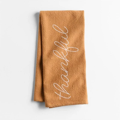 Embroidered "Thankful" Organic Cotton Kitchen Towel